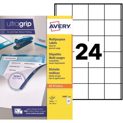 Avery - 2400 Étiquettes multi-usages blanches - 50 x 50 mm - réf 3485-100
