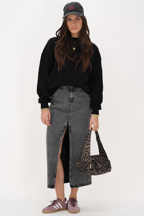 Grijze denim midi rok