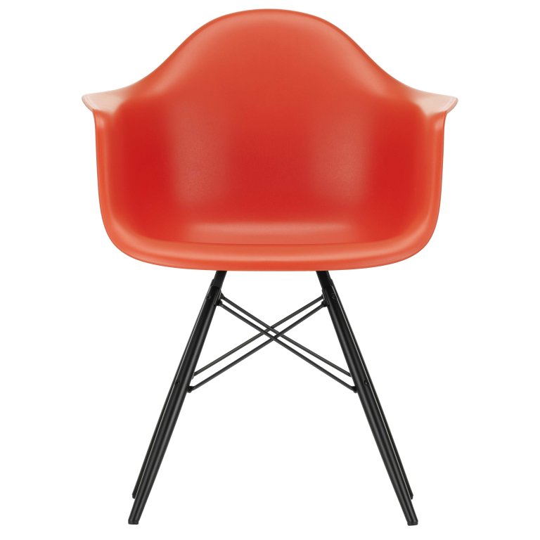 Vitra Eames DAW stoel zwart esdoorn onderstel, Poppy Red