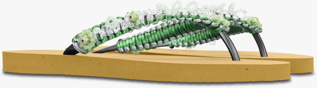 UZURII oker uzurii teenslippers macrame green blossom