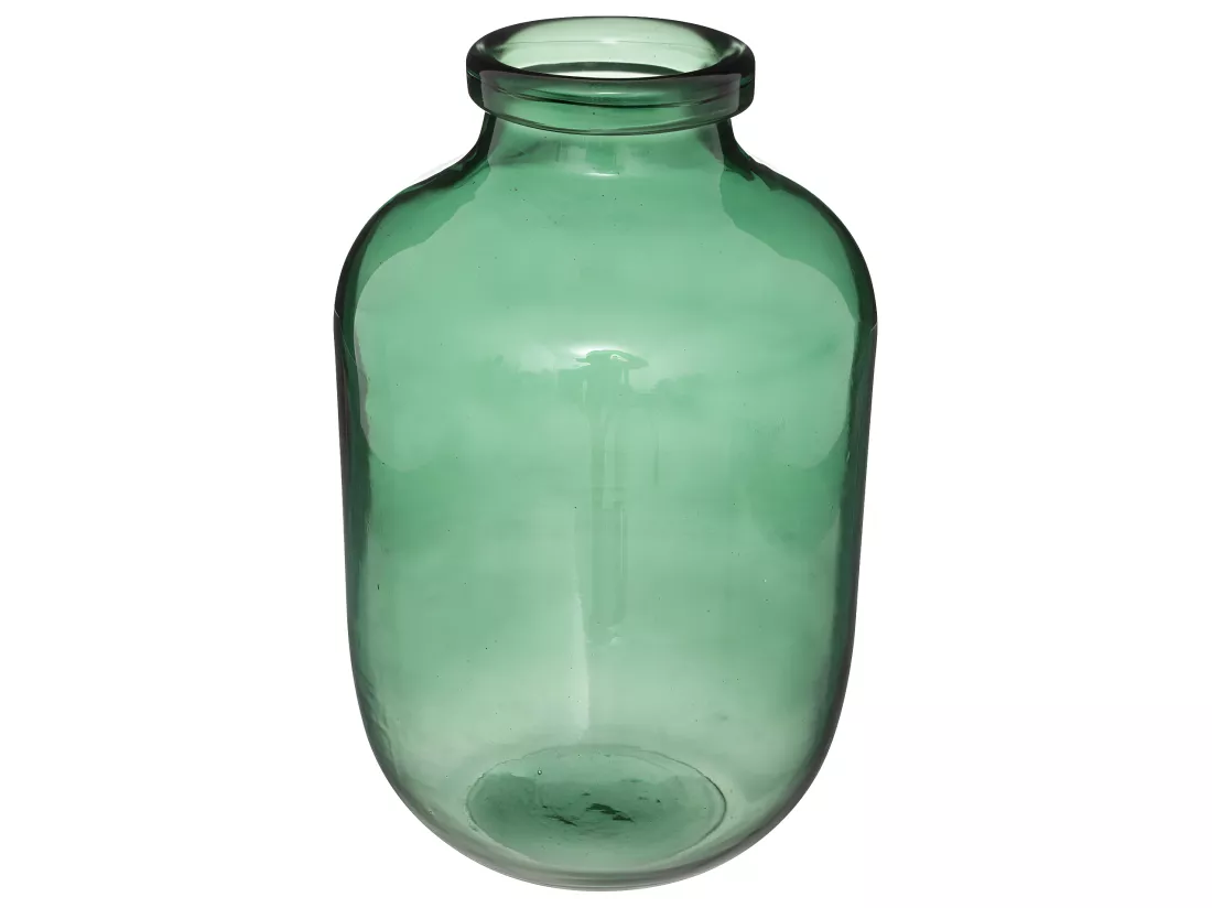 Vase esprit retour de brocante en Verre teinté Vert H 28 cm