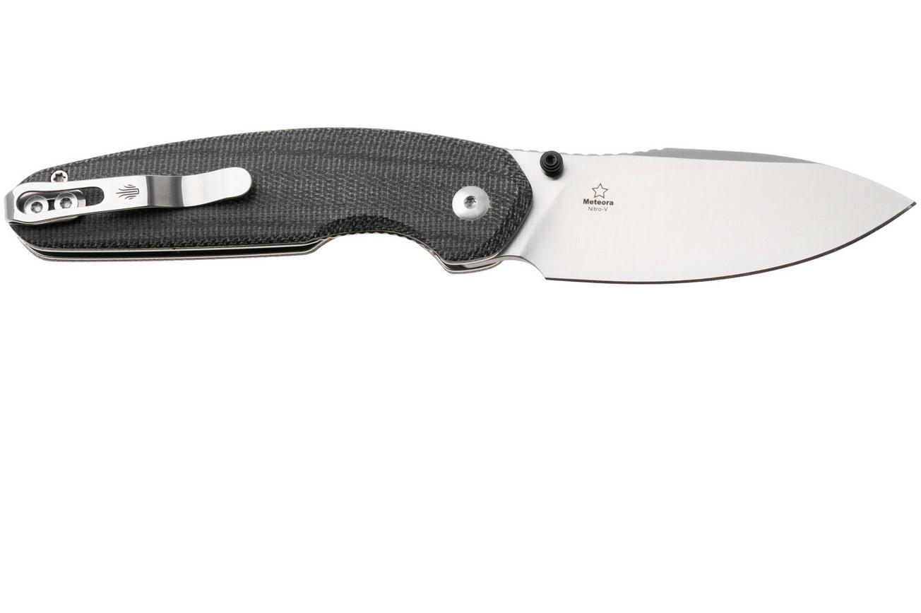 Kizer Meteora V3730A1, Satin Nitro-V, Black Micarta zakmes, Evgeniy Bulychev design