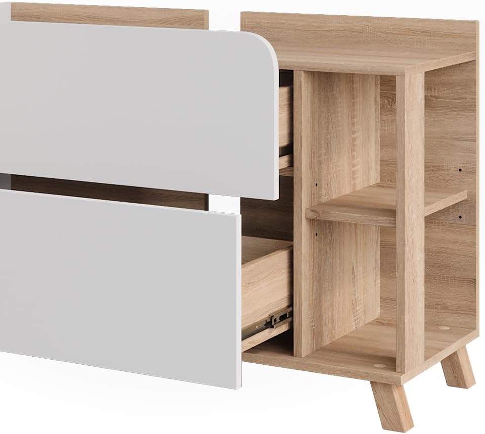 Vicco Waschbeckenunterschrank Sonoma/Weiß Karen 100x65x35 cm - Unterschrank für das Badezimmer, Übersichtliche Aufbewahrung durch großzügige Schublade