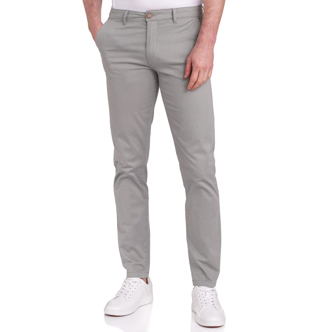 VanVaan Herren Chinohose in Unifarben grau