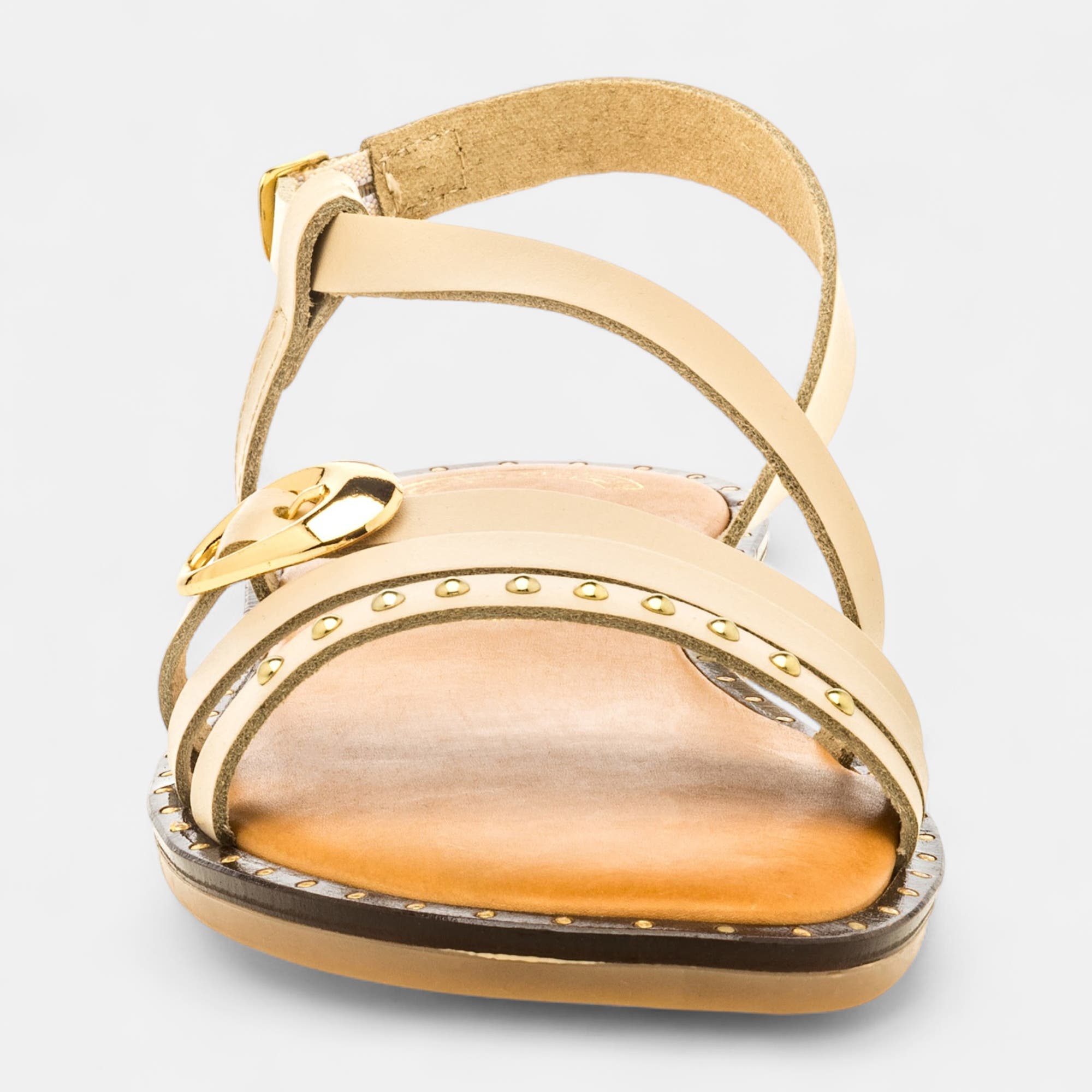 Nu-pieds Femme en cuir beige