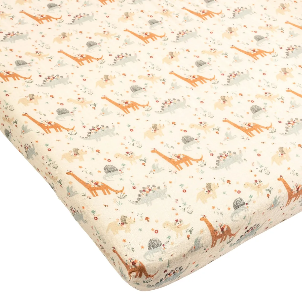 Loulou Lollipop Drap Contour pour Lit de Bébé - Mousseline Bambou Baby Dinomite