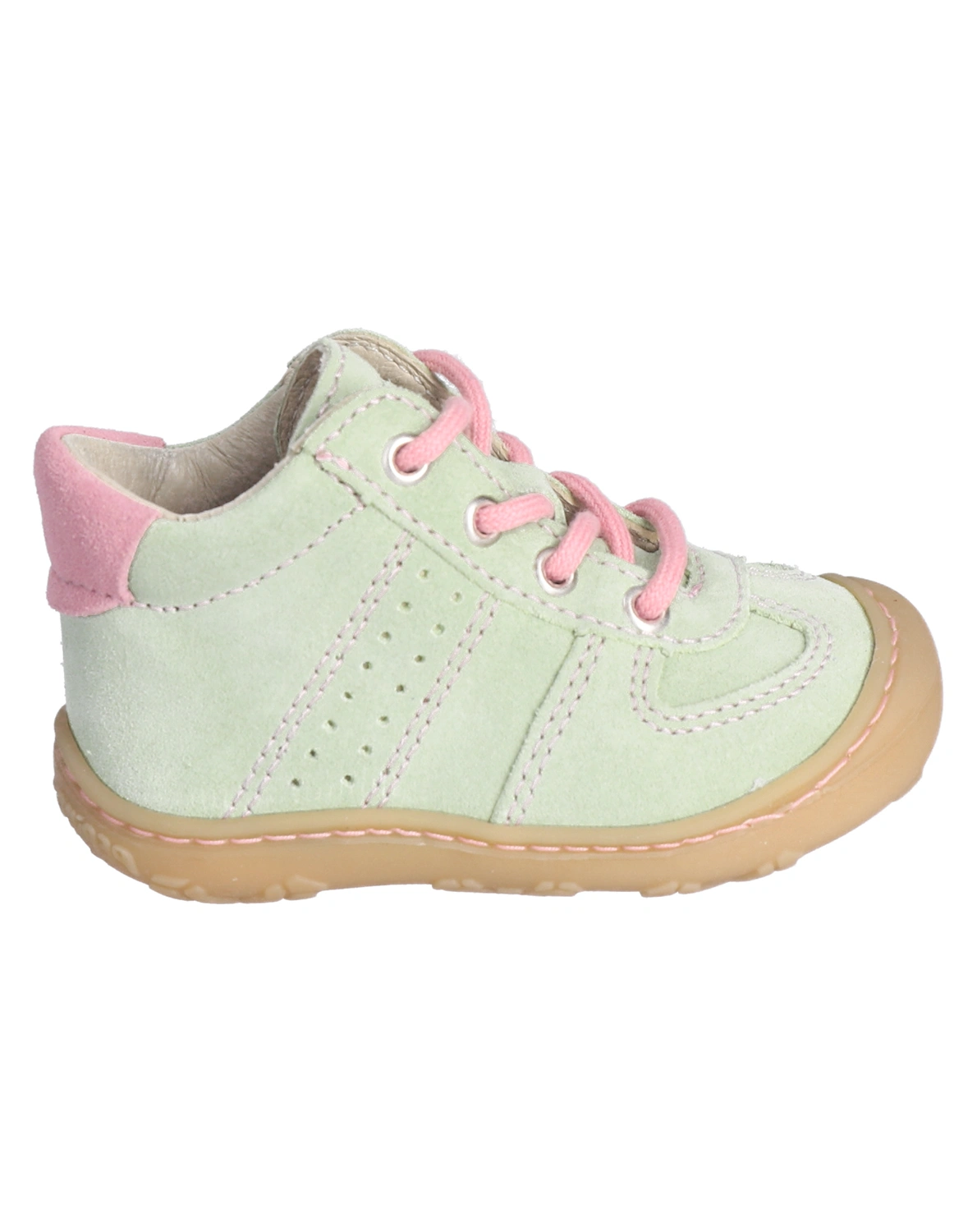 Schnür-Lauflernschuhe SAMI VELOUR in avocado/rosa
