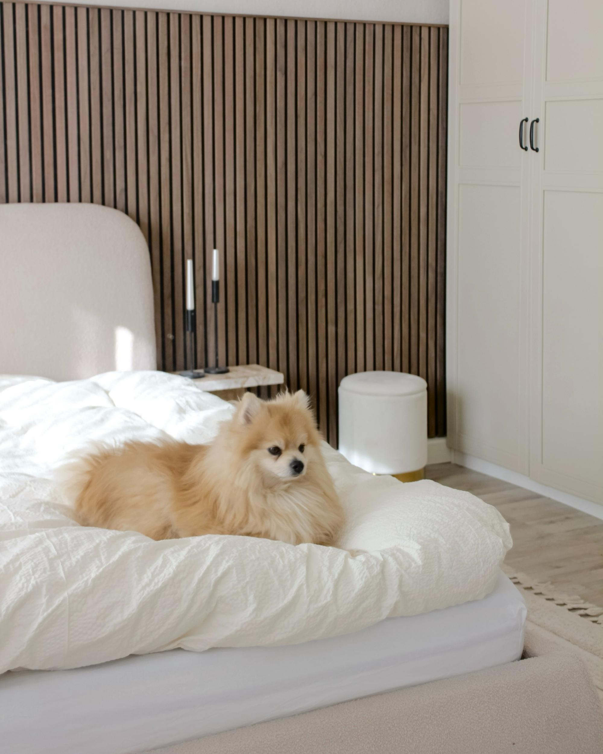 Bed met opbergruimte Bouclé BLAGNAC 180 x 200 cm Lichtbeige