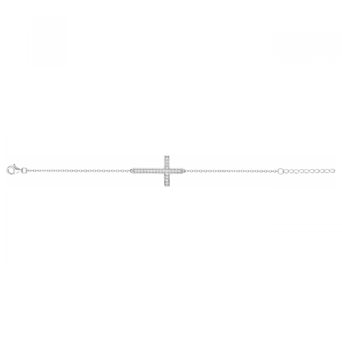 Bracelet souple mono-motif en Argent avec oxyde de zirconium blanc