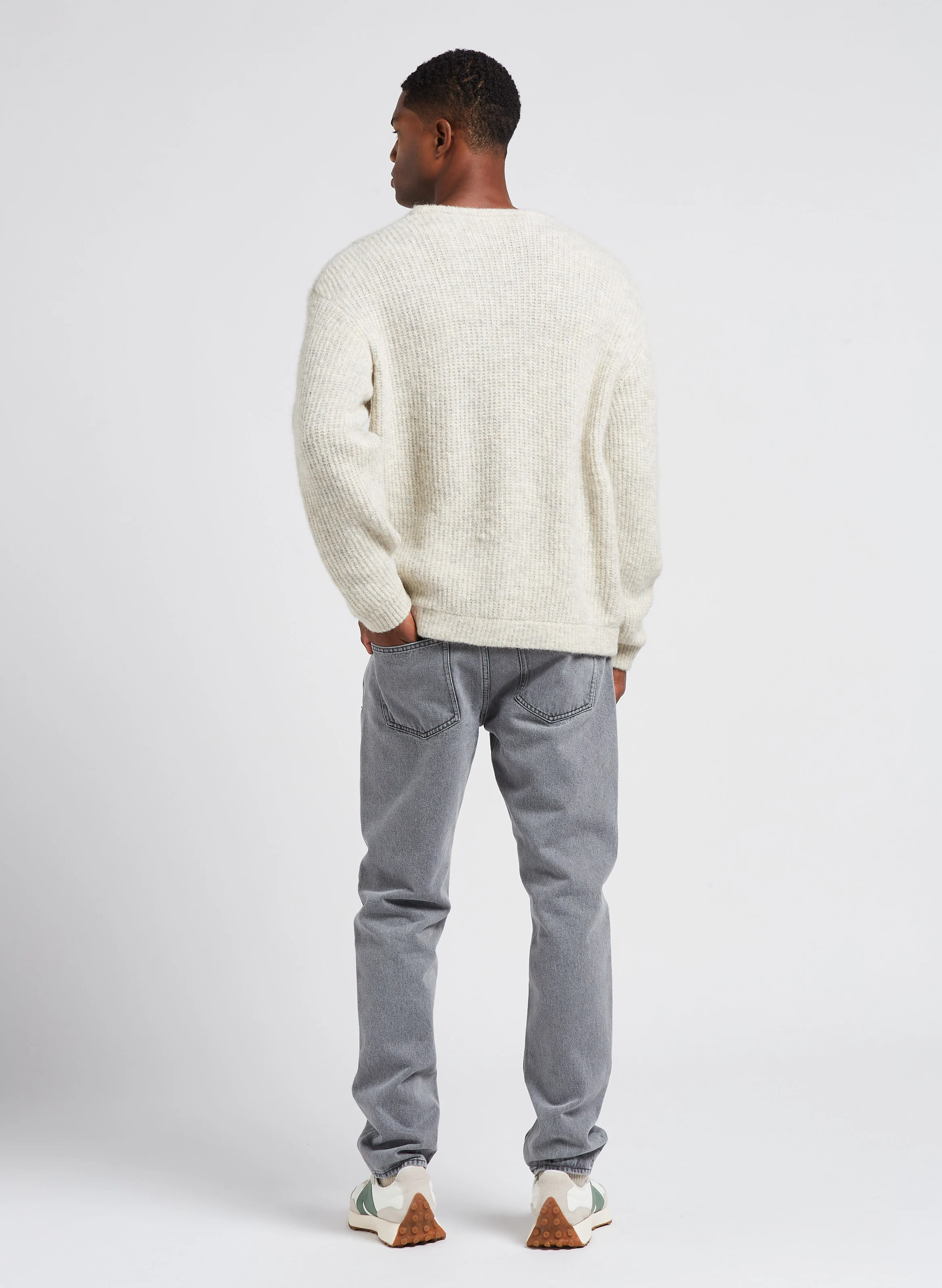 EAST - Pull col rond loose-fit en maille mélangée | Beige