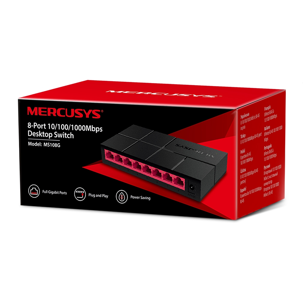 SWITCH MERCUSYS MS108G 8 PORTAS GIGABIT 1000MBPS