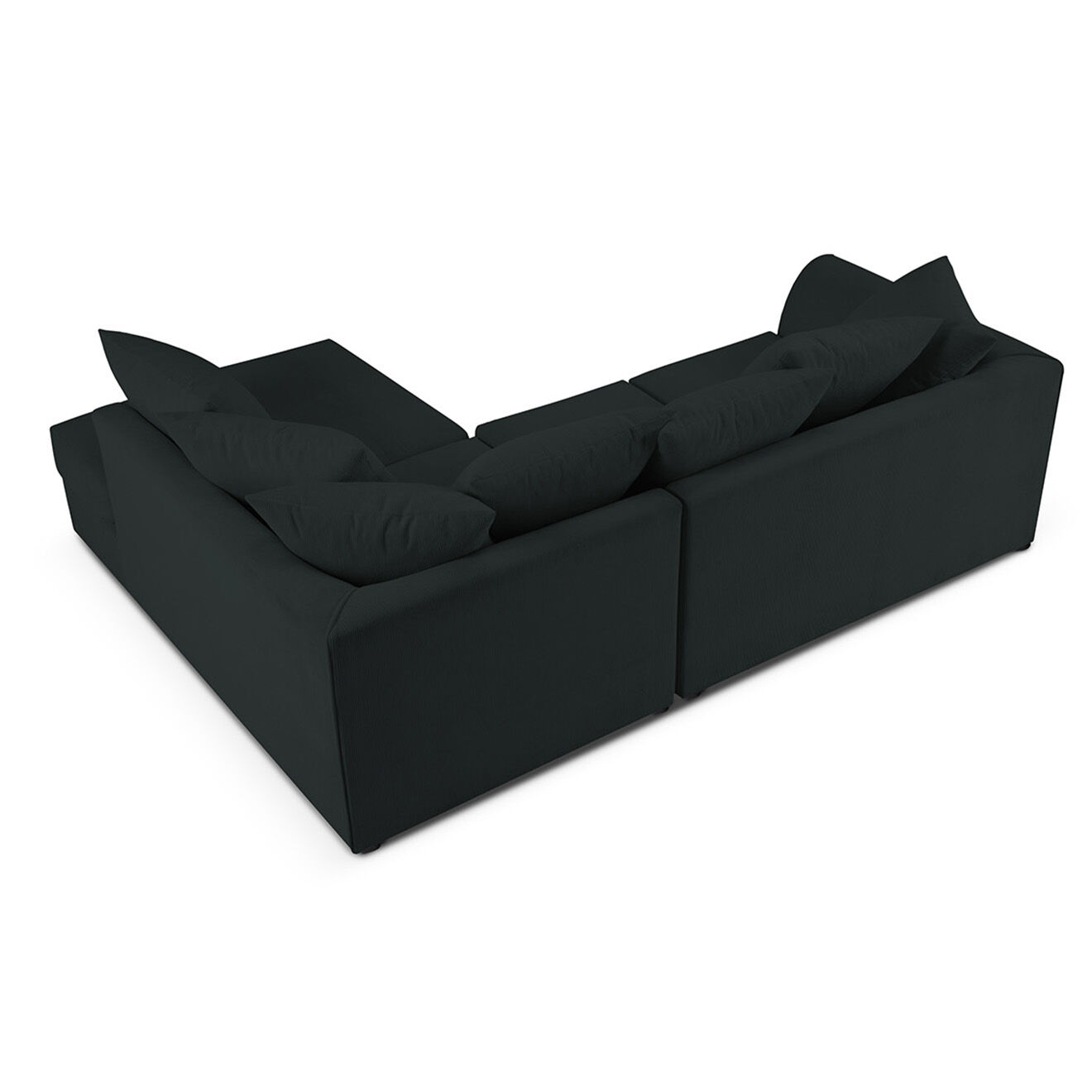 Mazzini Sofas Canapé d'angle Droit Quince Velours côtelé 4 Places noir - 221x171x80 cm