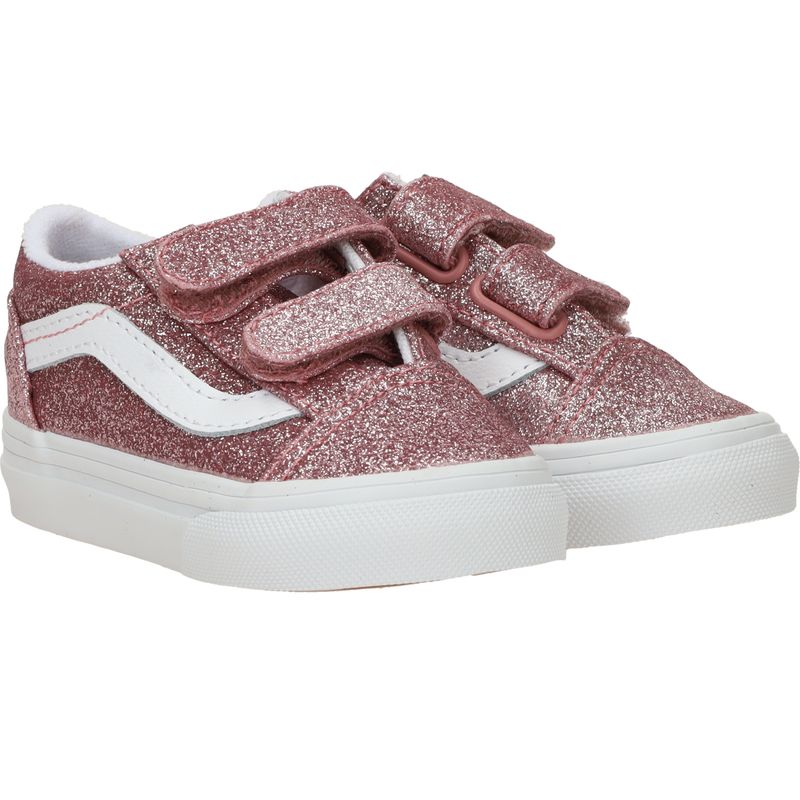 Vans Old Skool V Glitter Rose Gold Sneakers Roze Meisjes