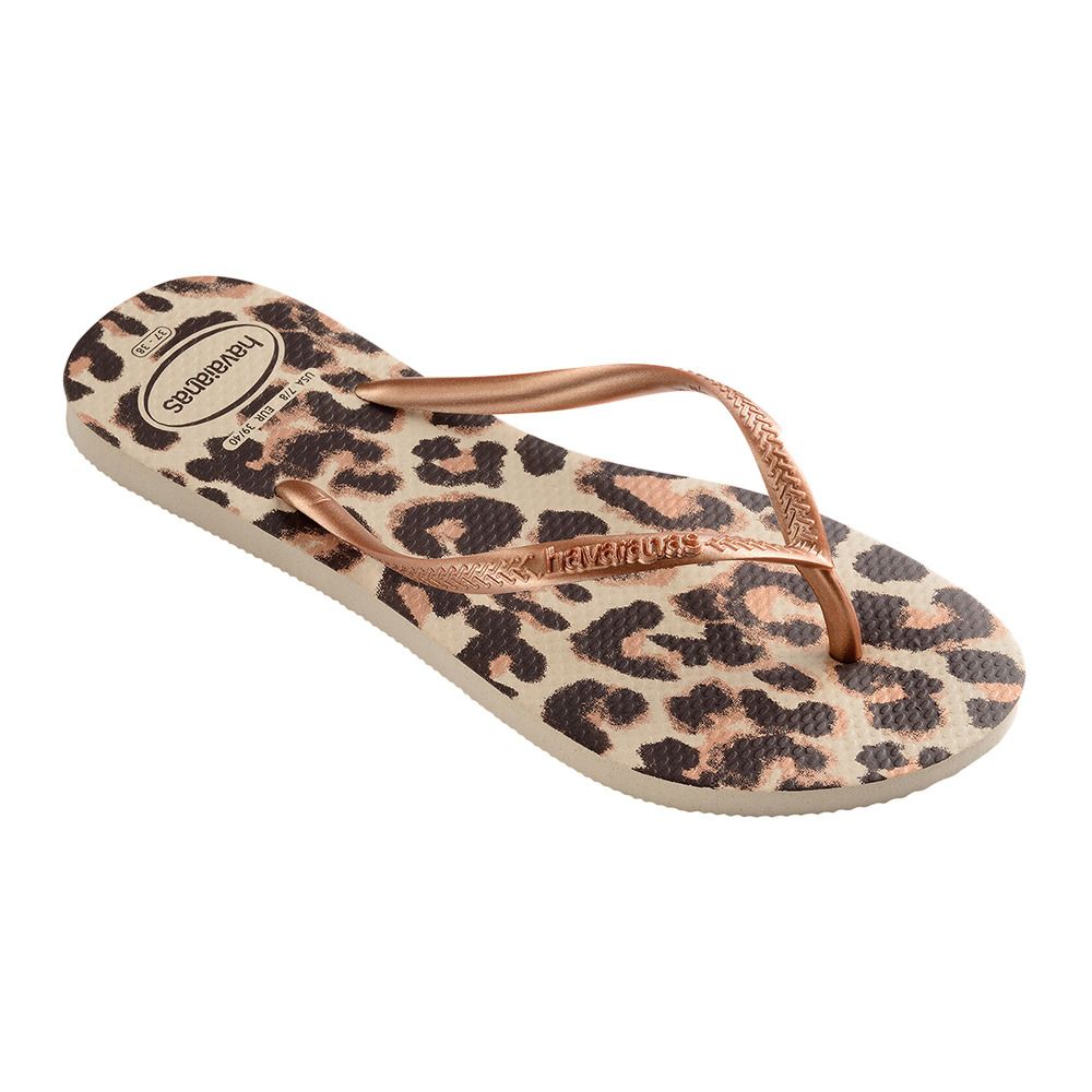 Havaianas SLIM ANIMALS - Tongs Femme beige/rose gold/dark brown