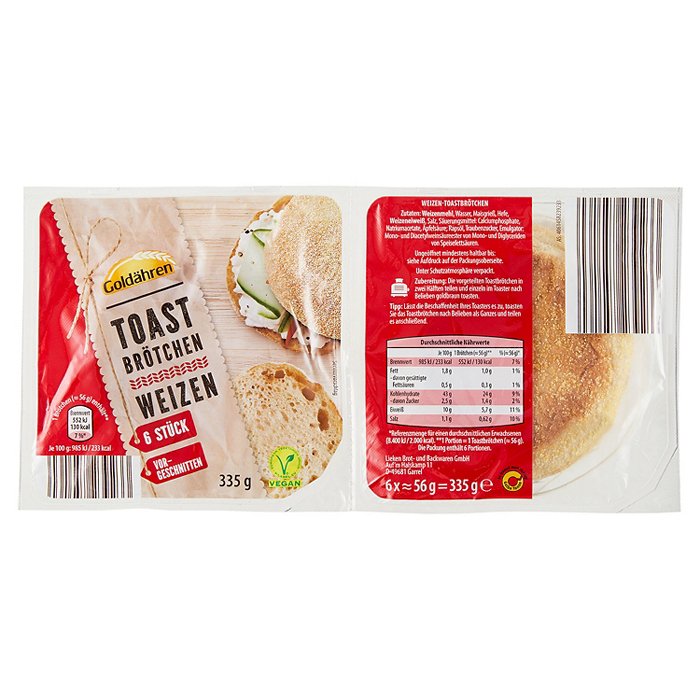 GOLDÄHREN Toastbrötchen 335 g, Weizen