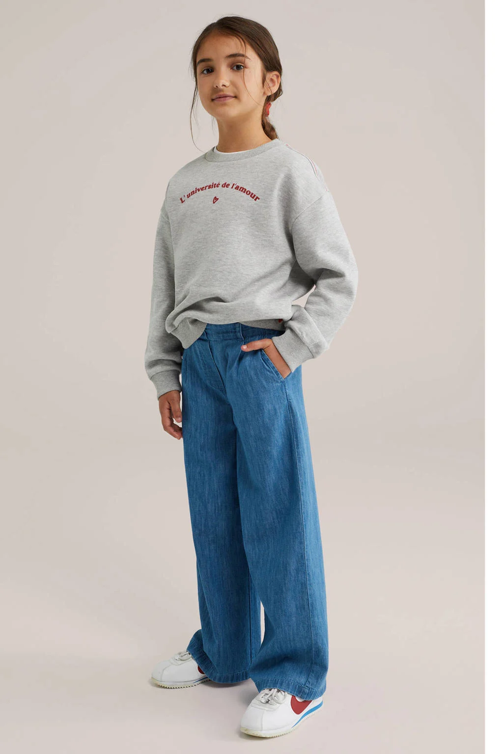 WE Fashion sweater grijs melange