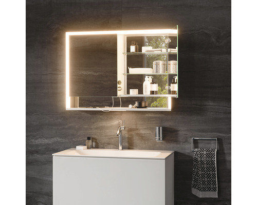 KEUCO Royal Lumos spiegelkast 90 x 16,5 x 73,5 cm, gespiegeld, 2-deurs, LED, IP 24, 713