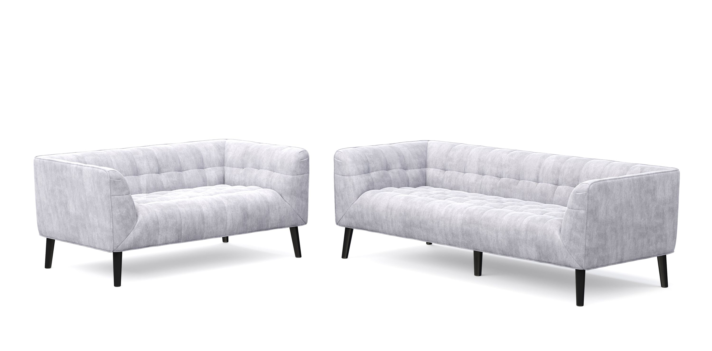 Sofa Set Samt MERLIN grau