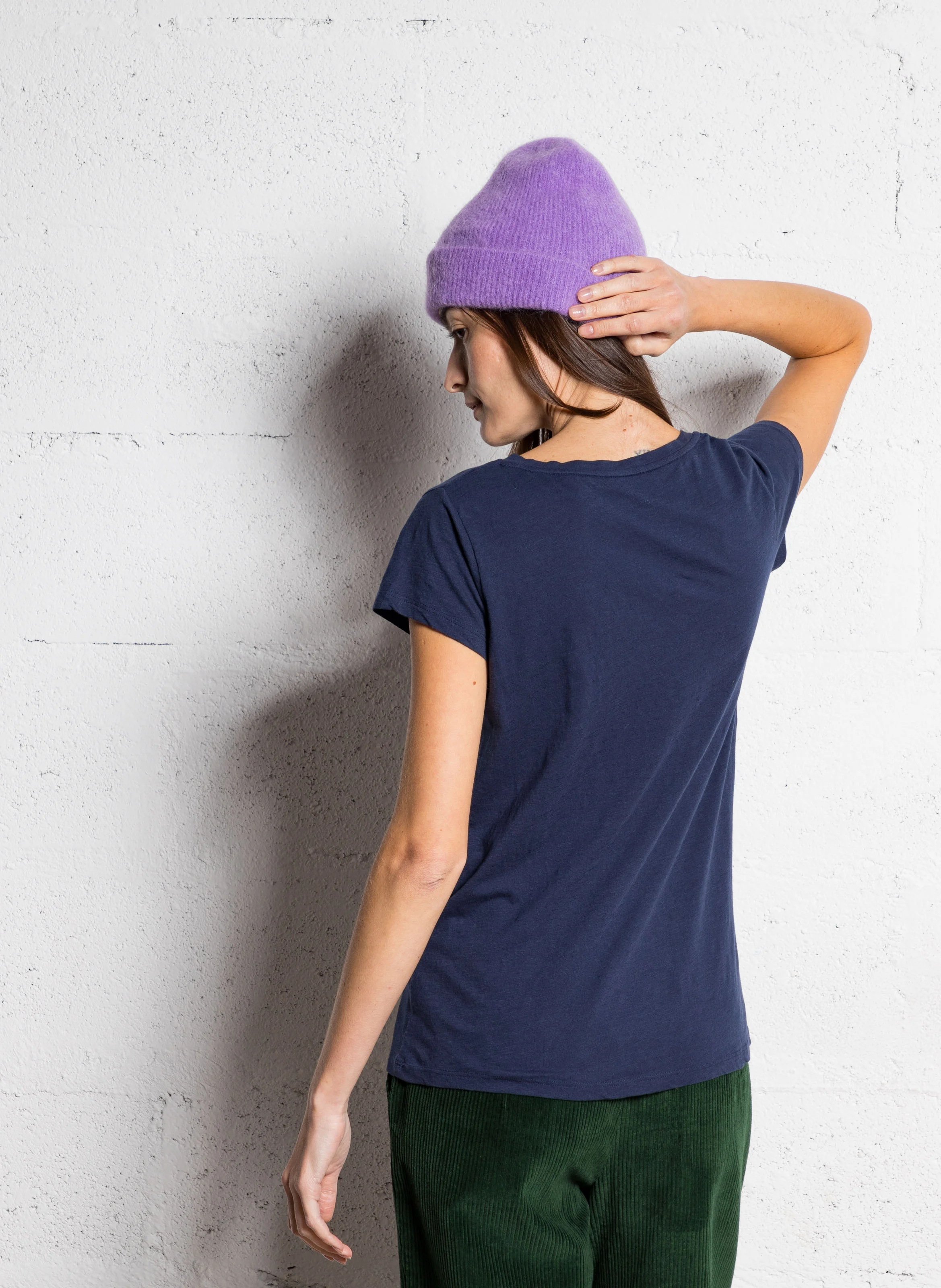 TONTON - Tee-shirt col V en coton bio | Bleu