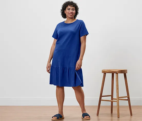 Jerseykleid mit Volant, kobaltblau