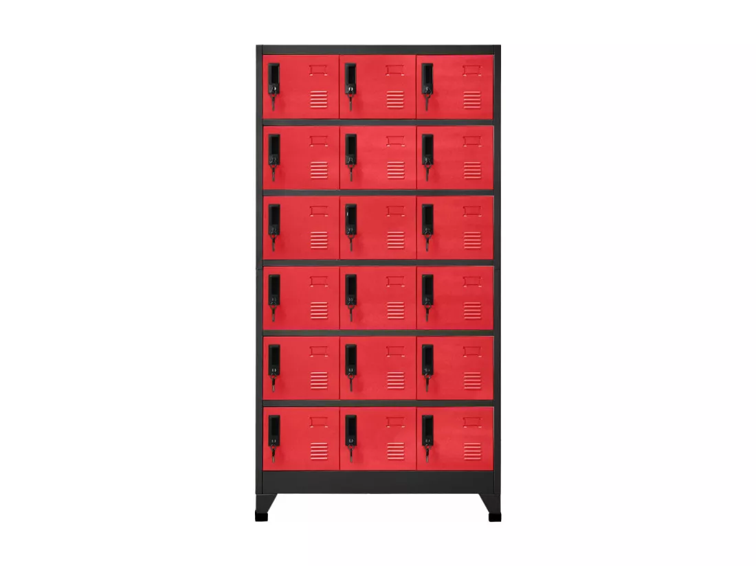 Armoire à casiers Anthracite et rouge 90x40x180 cm Acier