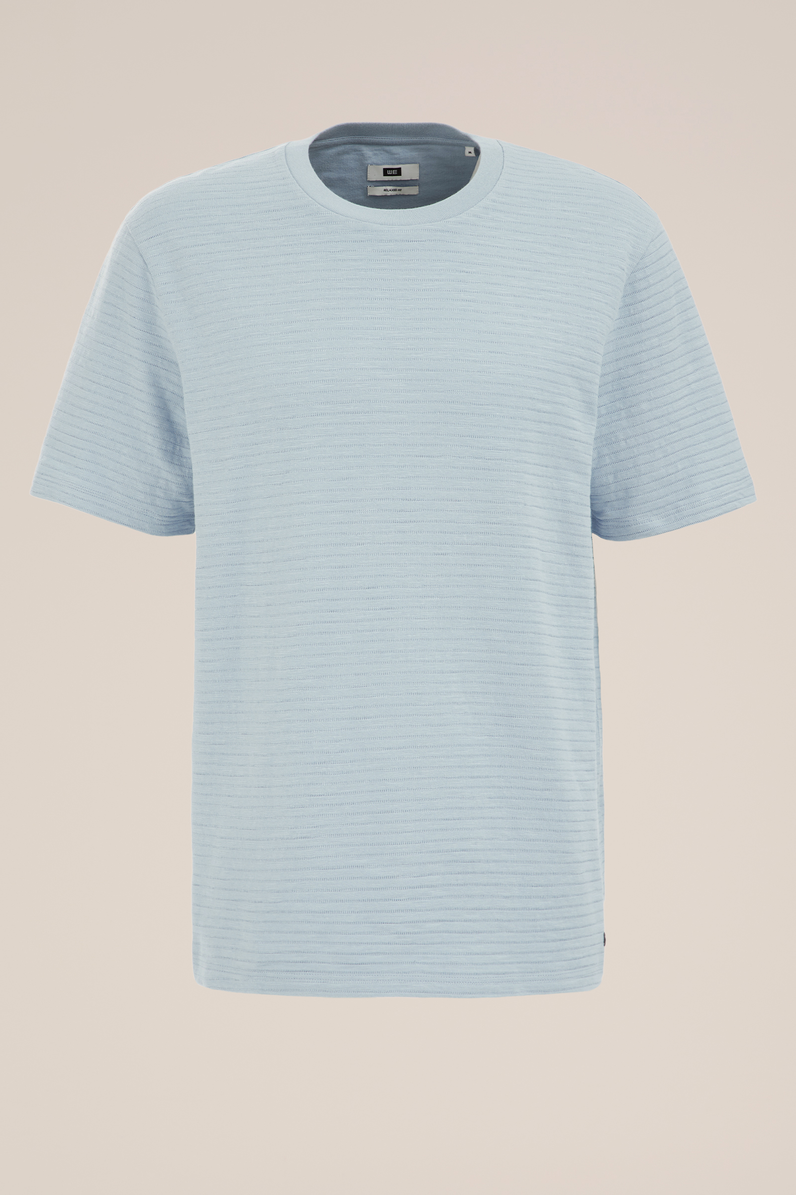 T-shirt met structuur WE Fashion Lichtblauw