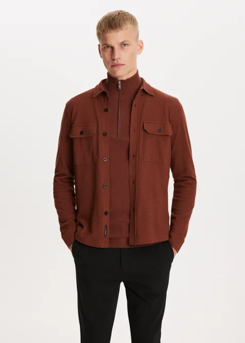 Overshirt met structuur rood (BRIQUE)