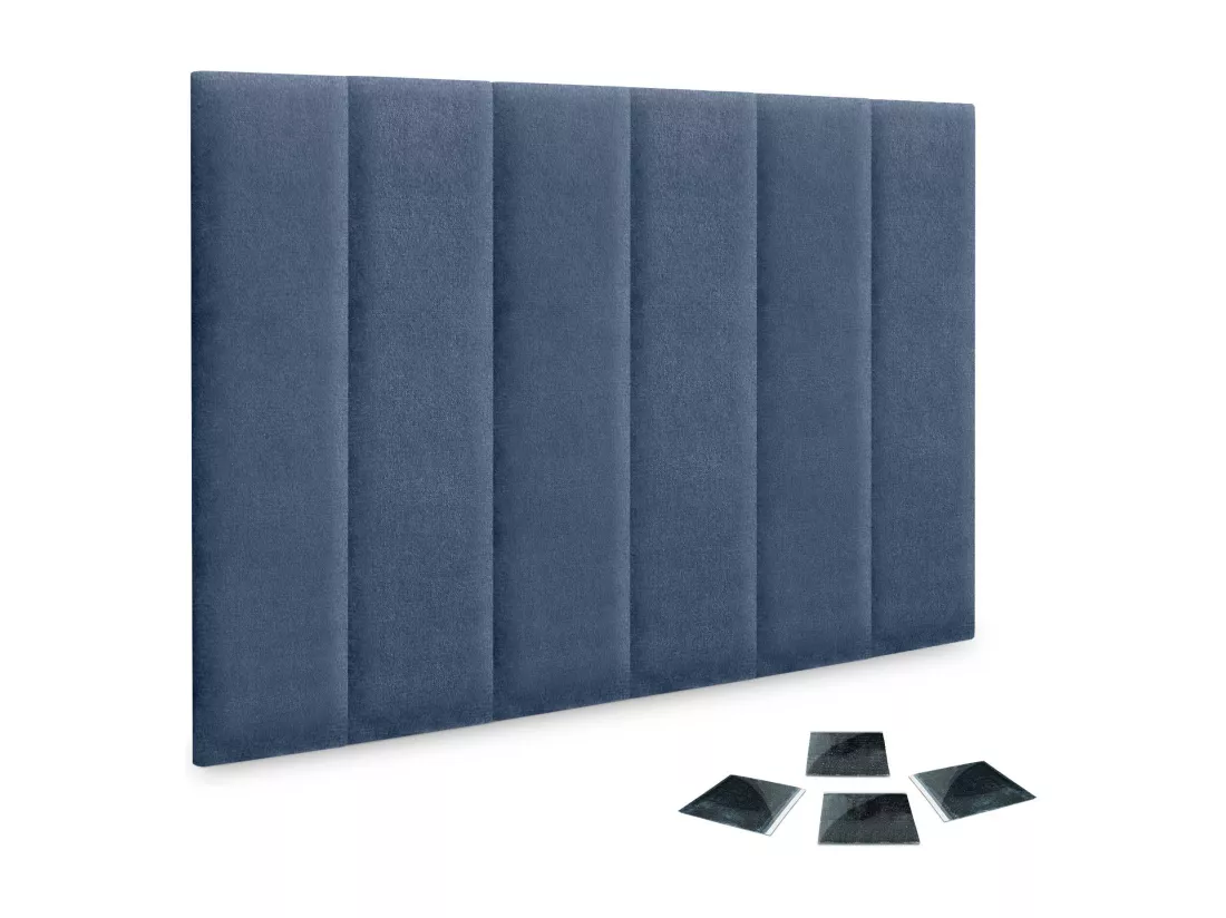 DHOME Lot de 6 Panneaux Rembourrés en Tissu Aqualine Autocollants pour Mur Acoustiques Absorbants Protection contre les Chocs (Bleu, 60x20cm, x6)