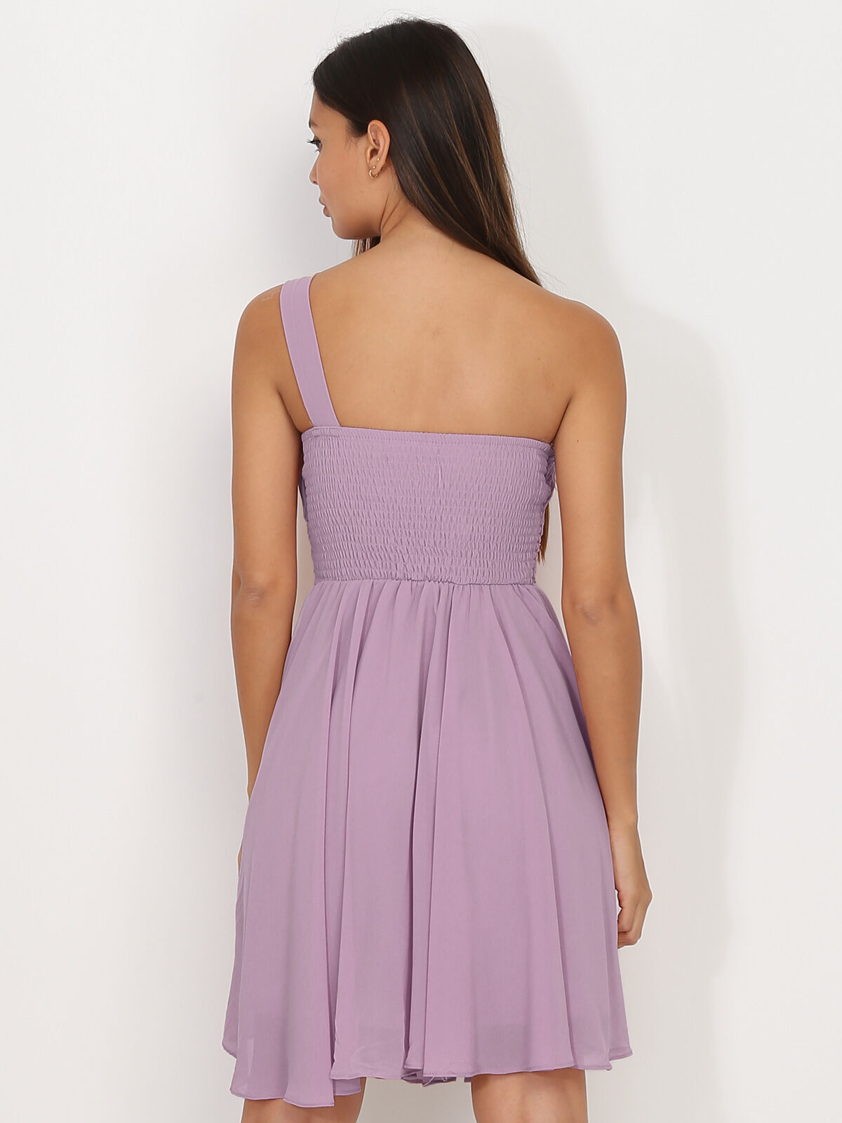 Robe asymétrique drapée- Violet clair