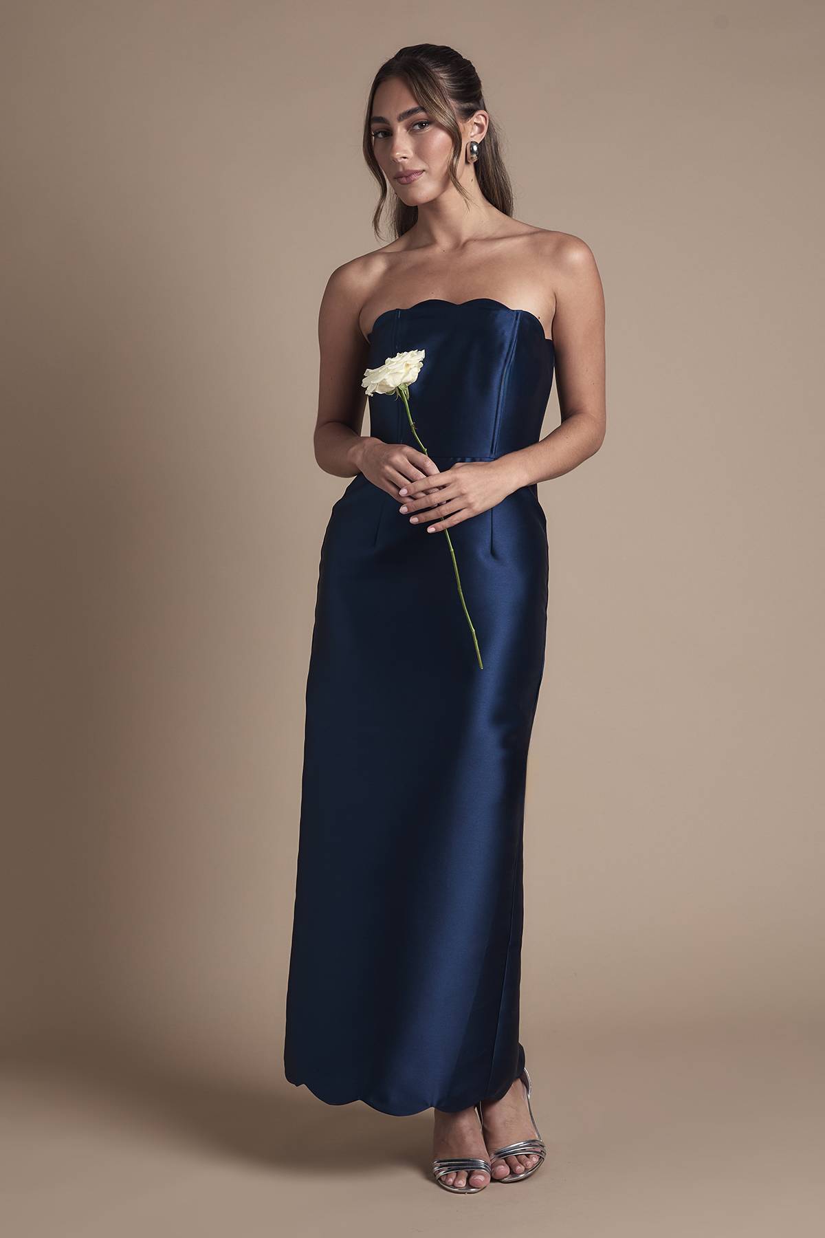 Coast Robe de Demoiselle d'Honneur Colonne en Sergé avec Détails Festonnés