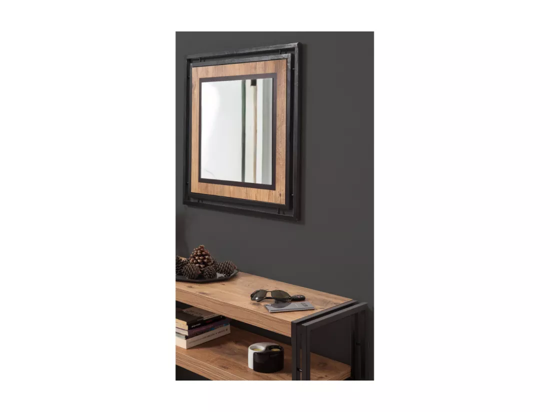 Console style industriel HANKO - bois et noir - 140 cm