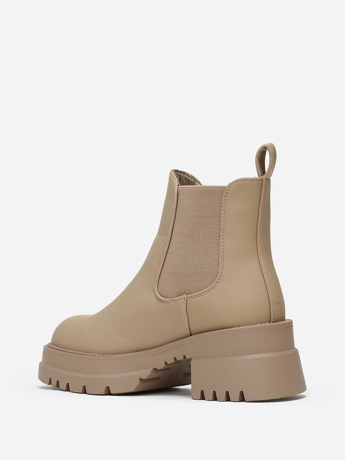Chelsea à talon et plateforme crantés- Abricot