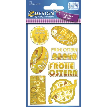 Avery Zweckform Z-Design Oster Sticker, Schriftzug Frohe Ostern, 1 Bogen/7 Sticker