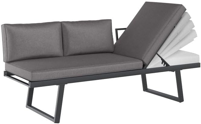 OUTLIV. Gartenmöbel Set Lucca L Aluminium 6-Sitzer Diningsofa Hochlehner stufenverstellbar Glaskeramik Tisch 220x100 cm Dunkelgrau wetterfest