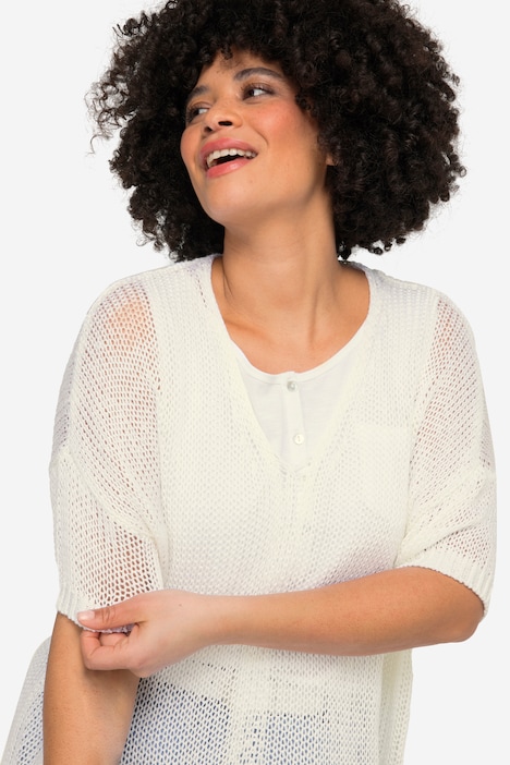Pullover, Boxy Fit, Grobstrick, V-Ausschnitt, Langarm