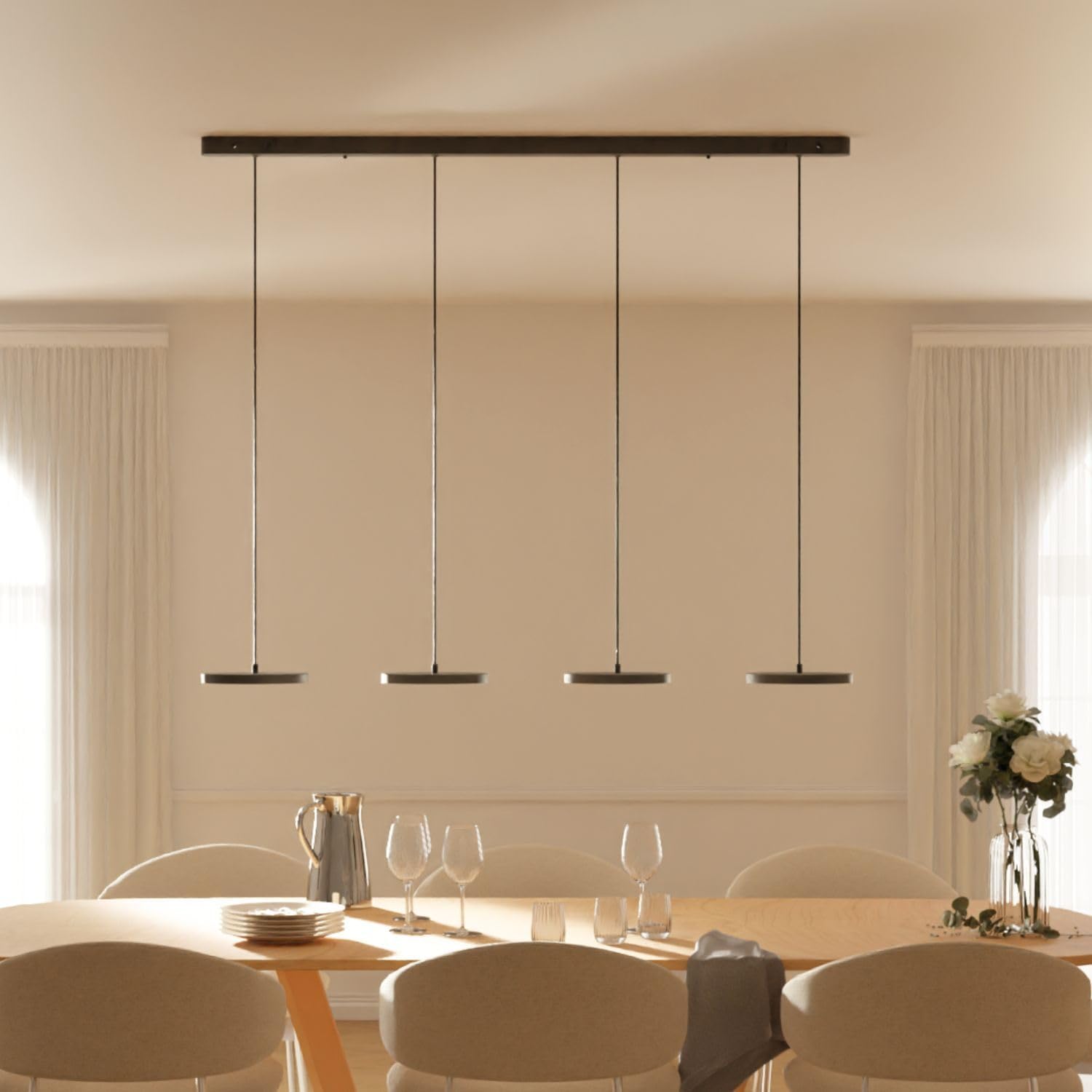 Dimmbare Pendelleuchte 'Evanos', LED Deckenleuchte, moderne Hängelampe Esstisch Wohnzimmer Smart Home Alexa  Home Tuya