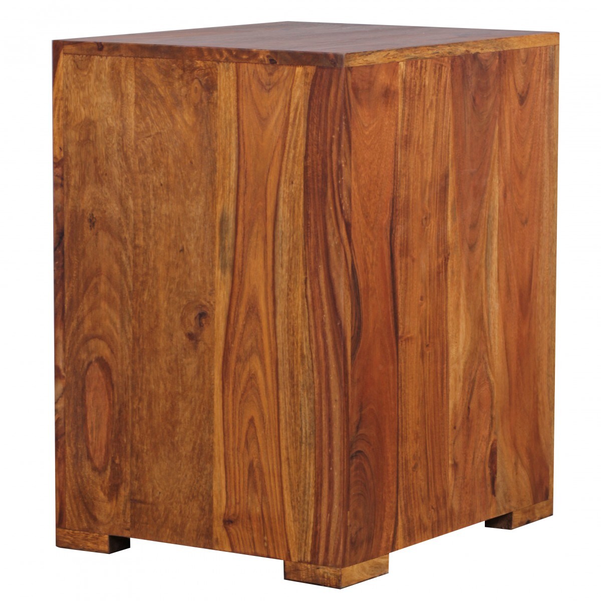 KADIMA DESIGN Massivholz Nachtschrank, Landhausstil, 60 cm Höhe, Schublade & Tür, Sheesham-Holz
