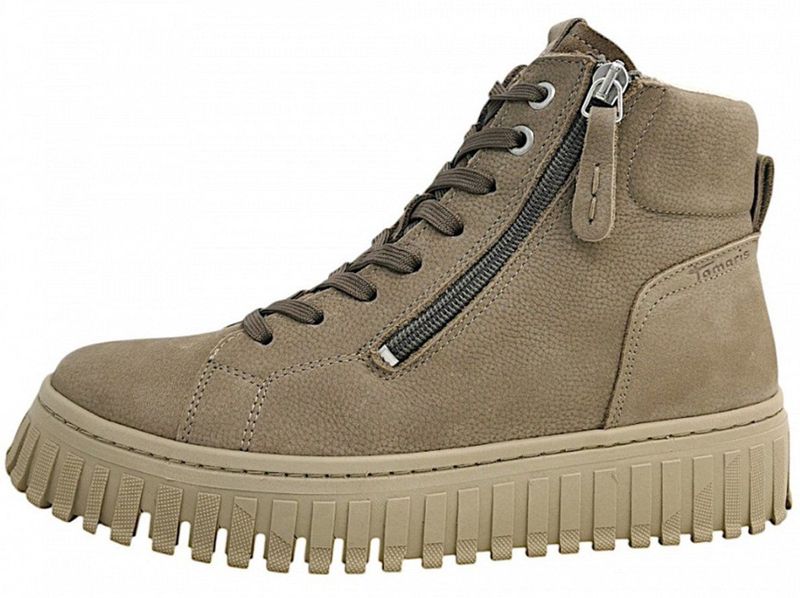 Tamaris - Flotter Schnürboot - Beige - Laarzen - Nubuckleer - Uitneembare Binnenzool