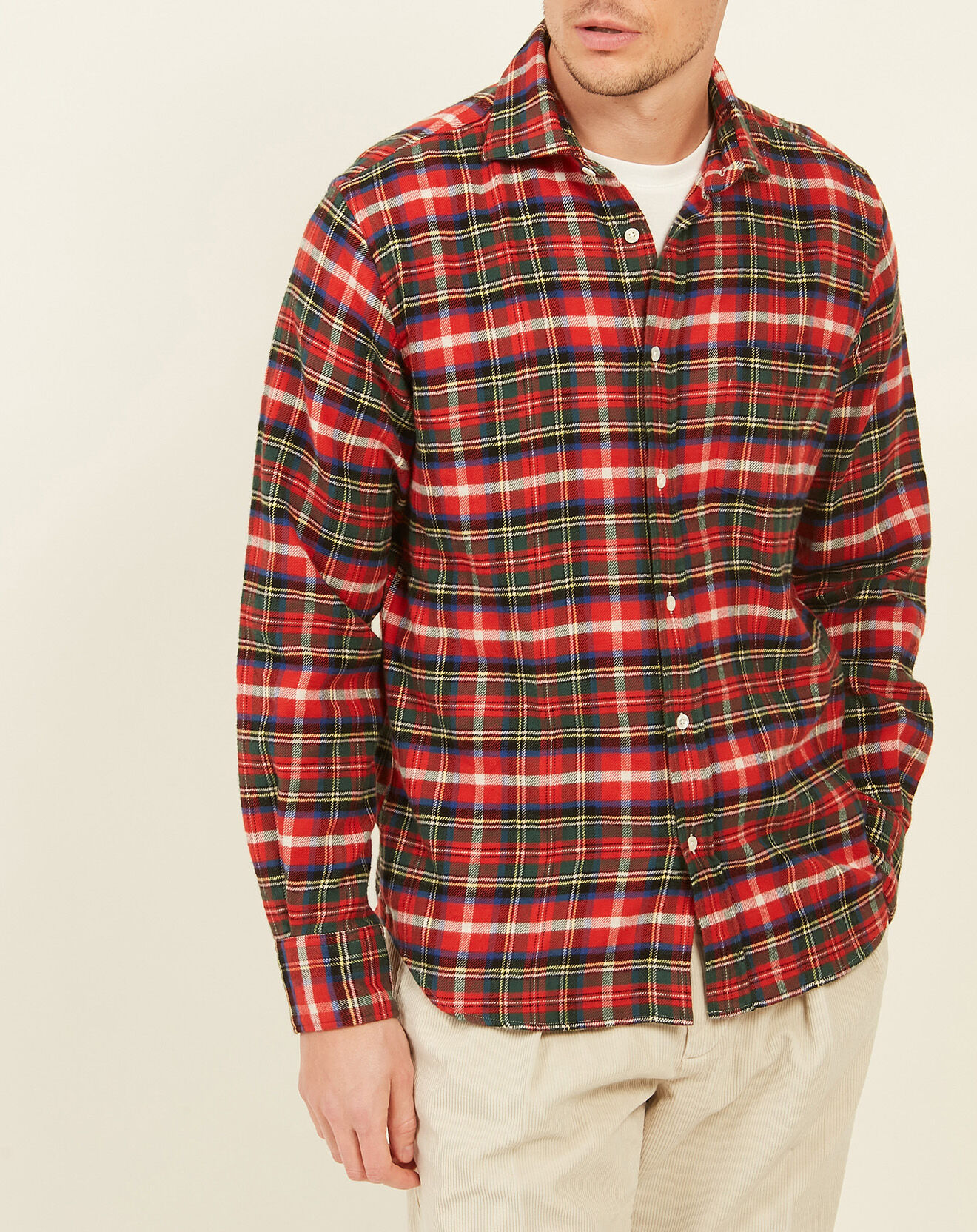 Hartford Chemise regular Paul à carreaux rouge/vert/bleu/blanc