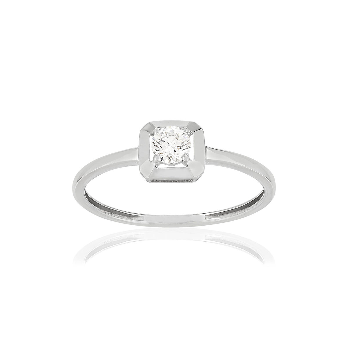 Bague or blanc 750 diamant synthétique 0.18 carat