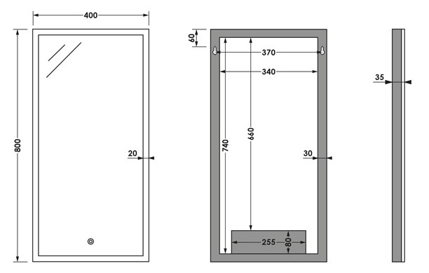 Brauer Jade rechthoekige spiegel met verlichting 40x80cm