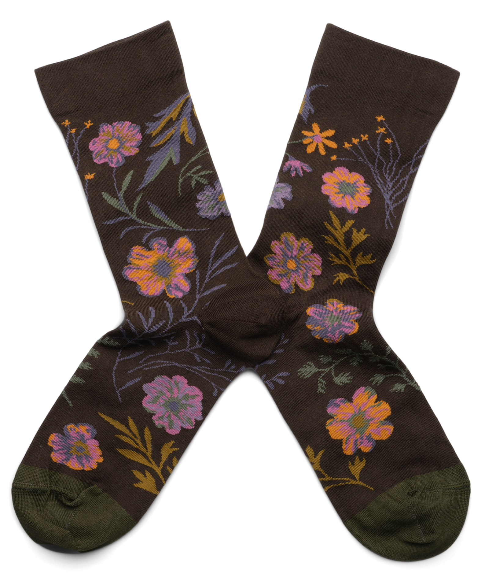 Chaussettes à motif fleuri en coton mélangé | Multicolore
