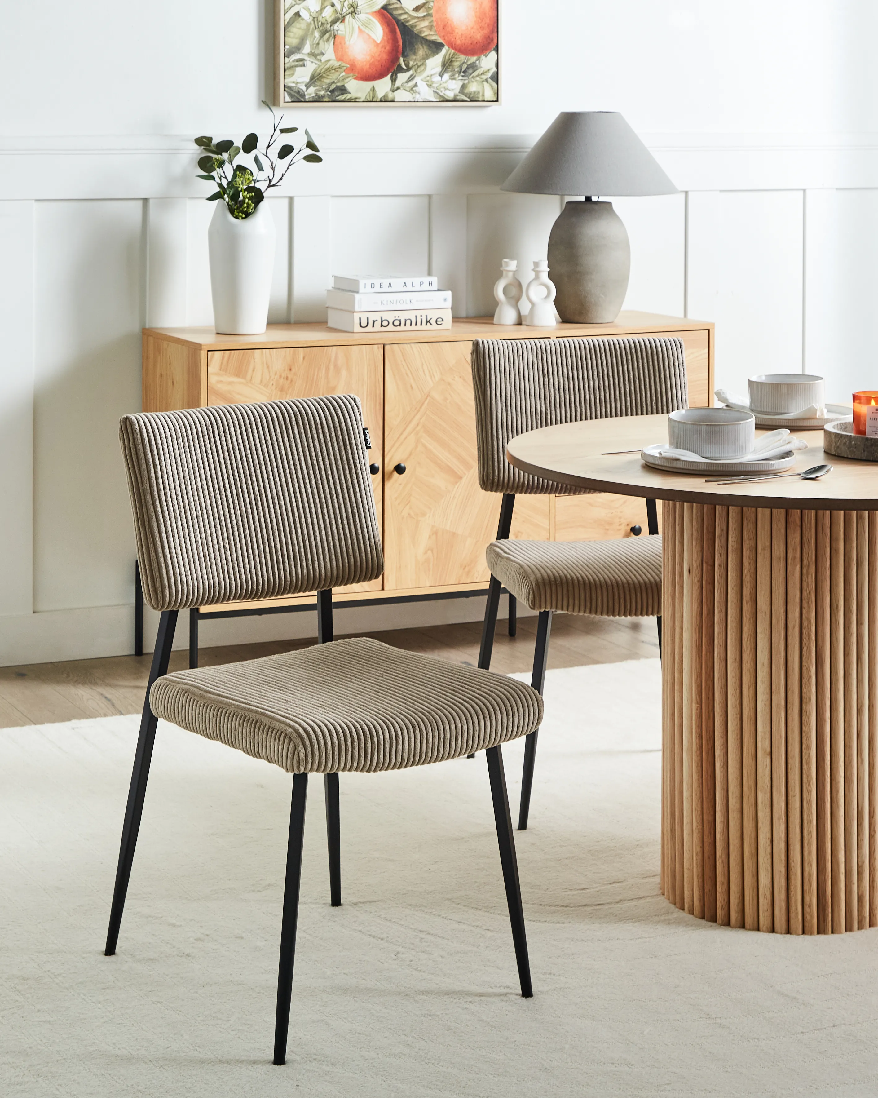 Set van 2 eetkamerstoelen STURGIS Corduroy Taupe