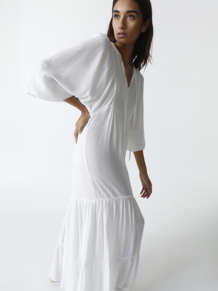 Vestido longo de chiffon - Branco