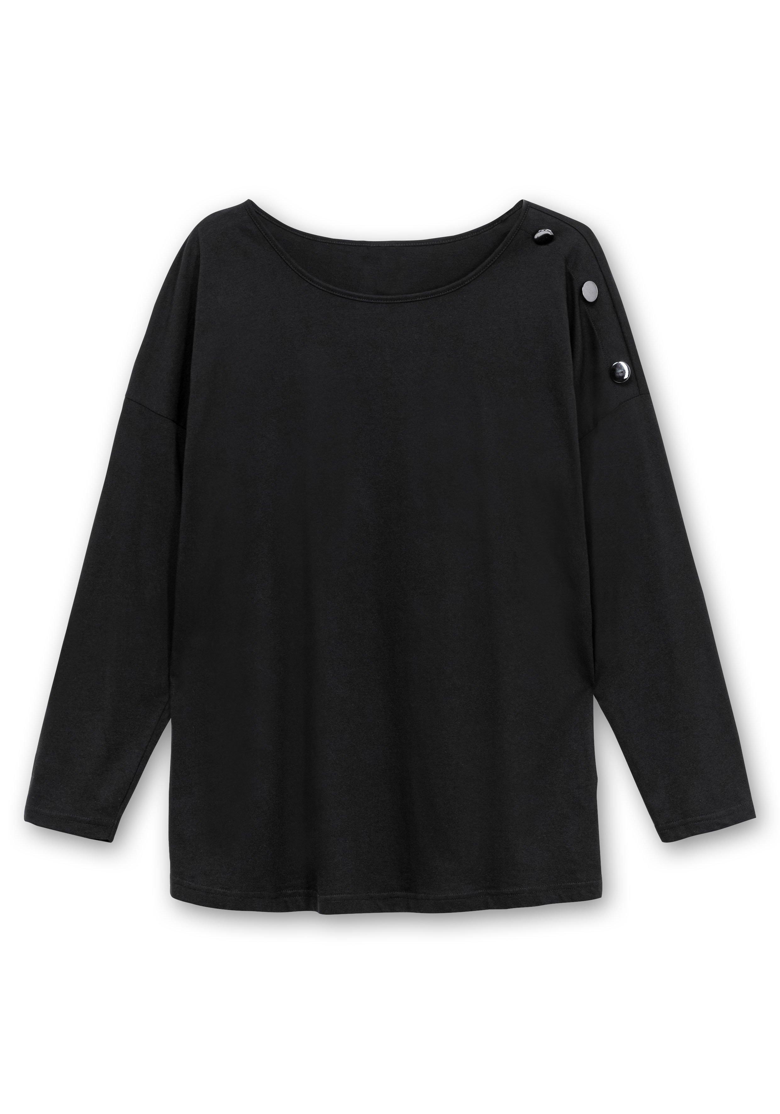 Langarmshirt mit Schmuckknöpfen auf der Schulter