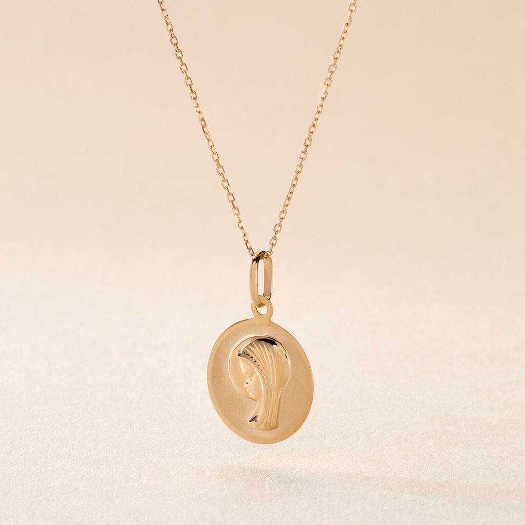 Pendentif Vierge Rond Or Jaune