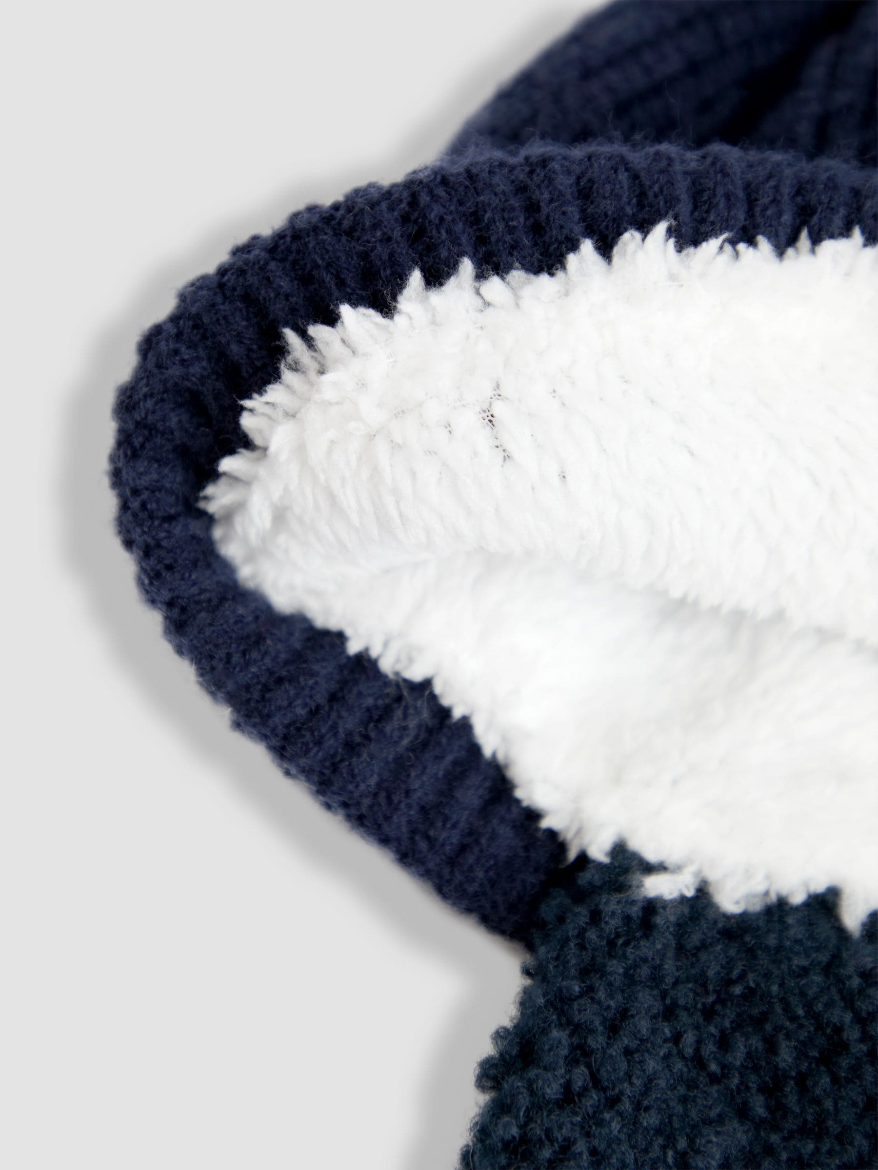Blauw - JoJo Maman Bébé Cosy Pom Pom Rib Hat