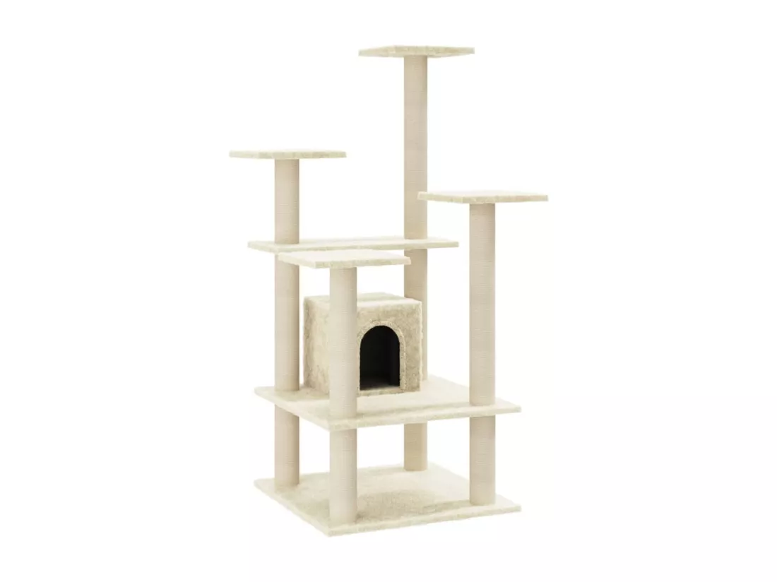 Arbre à chat avec griffoirs en sisal Crème 110 cm