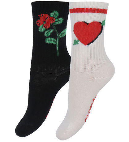 Mini Rodini Socken - Rib - 2er-Pack - Pfeil Heart - Multi