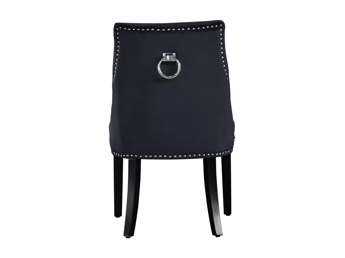 Lot de 6 chaises de salle à manger Windsor - Revêtement en velours et pieds robustes en bois massif - Parfaites pour votre salle à manger et votre salon - Noir
